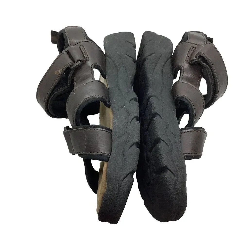 Outland Mens Size 9 Strappy Sandals Brown Faux Leather Padded Casual Comfort‎